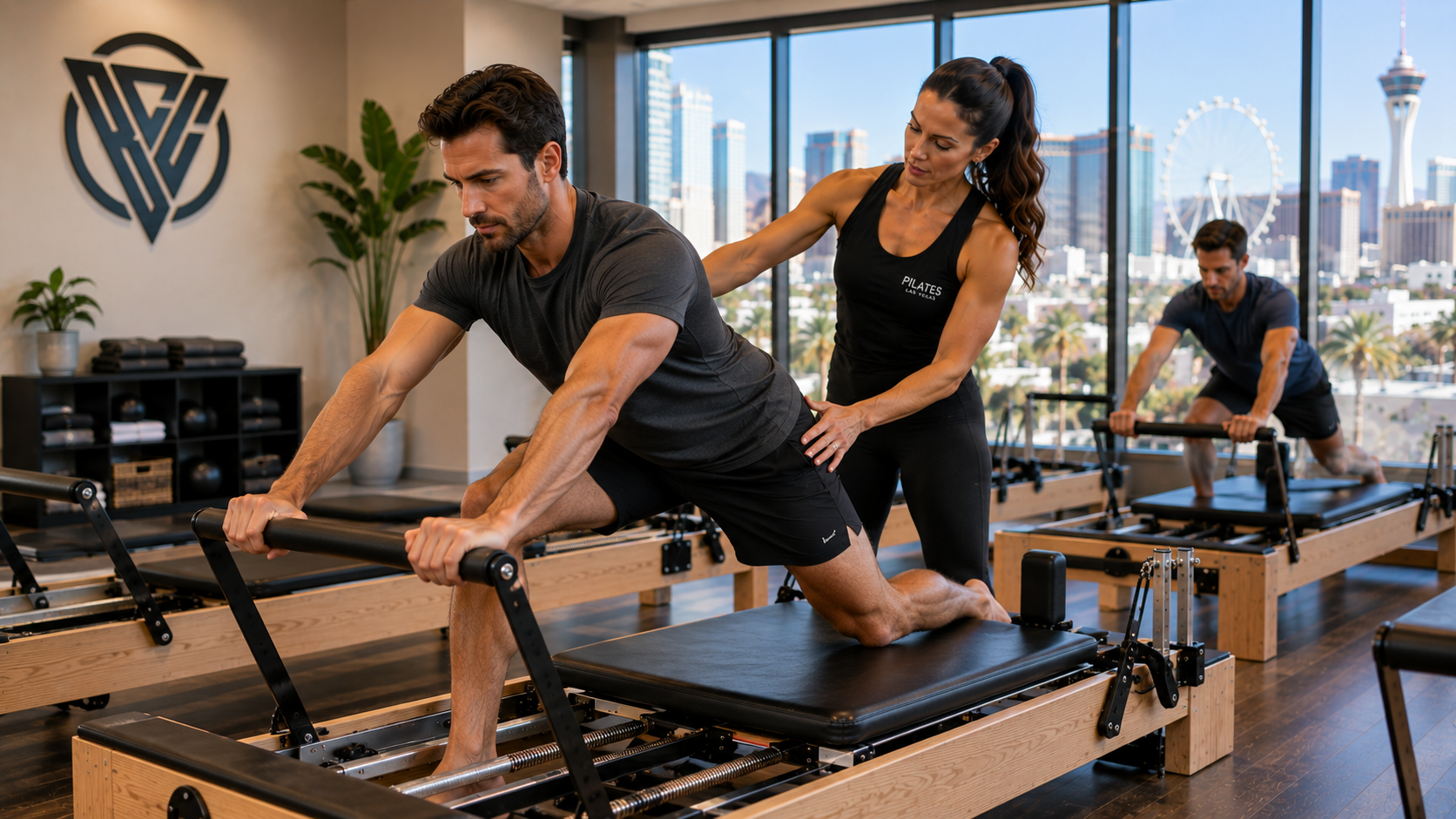 Pilates for men using reformer exercises to improve strength, mobility, and core control