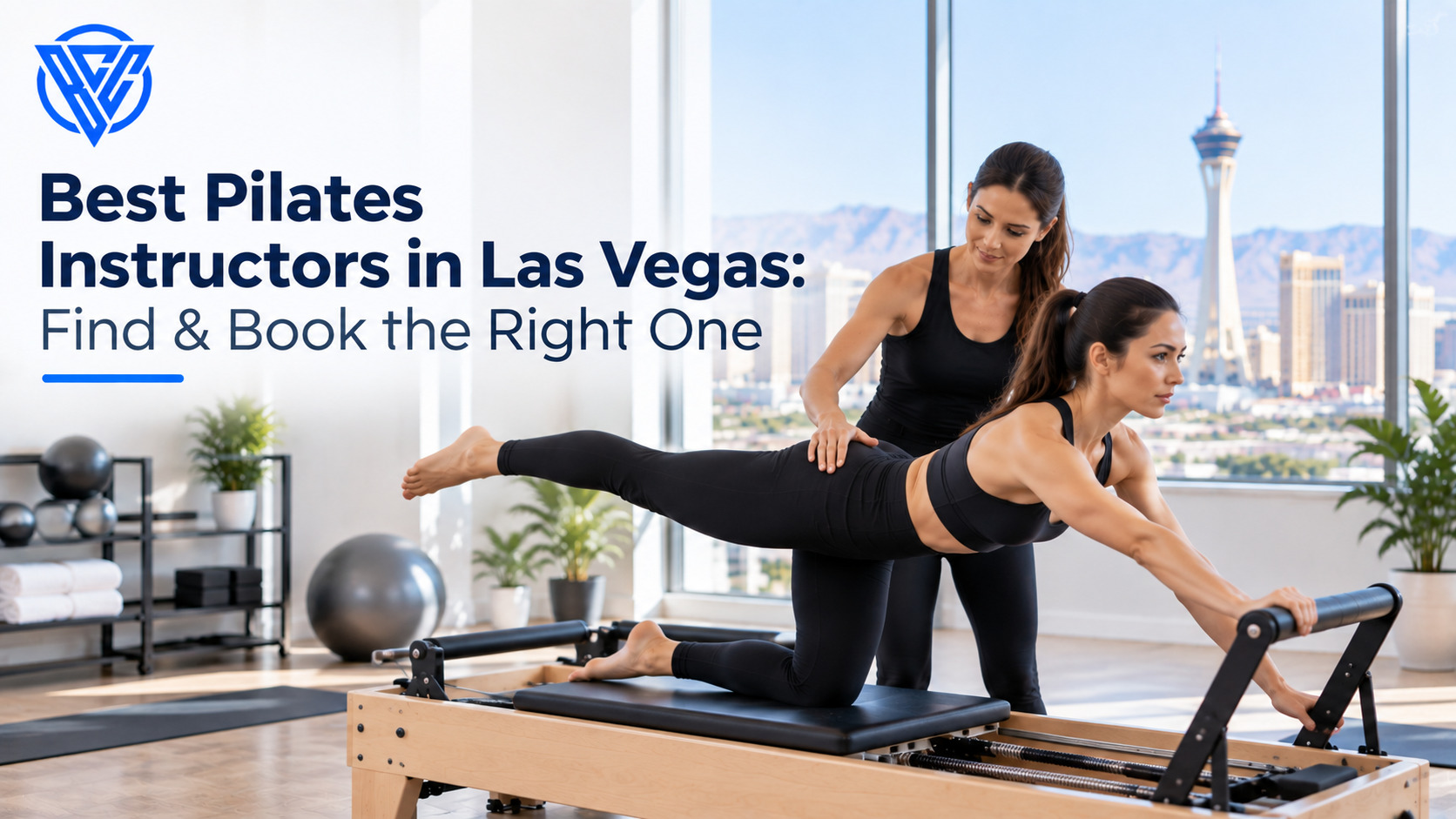 Best Pilates instructors in Las Vegas guiding a woman through a reformer Pilates exercise in a studio