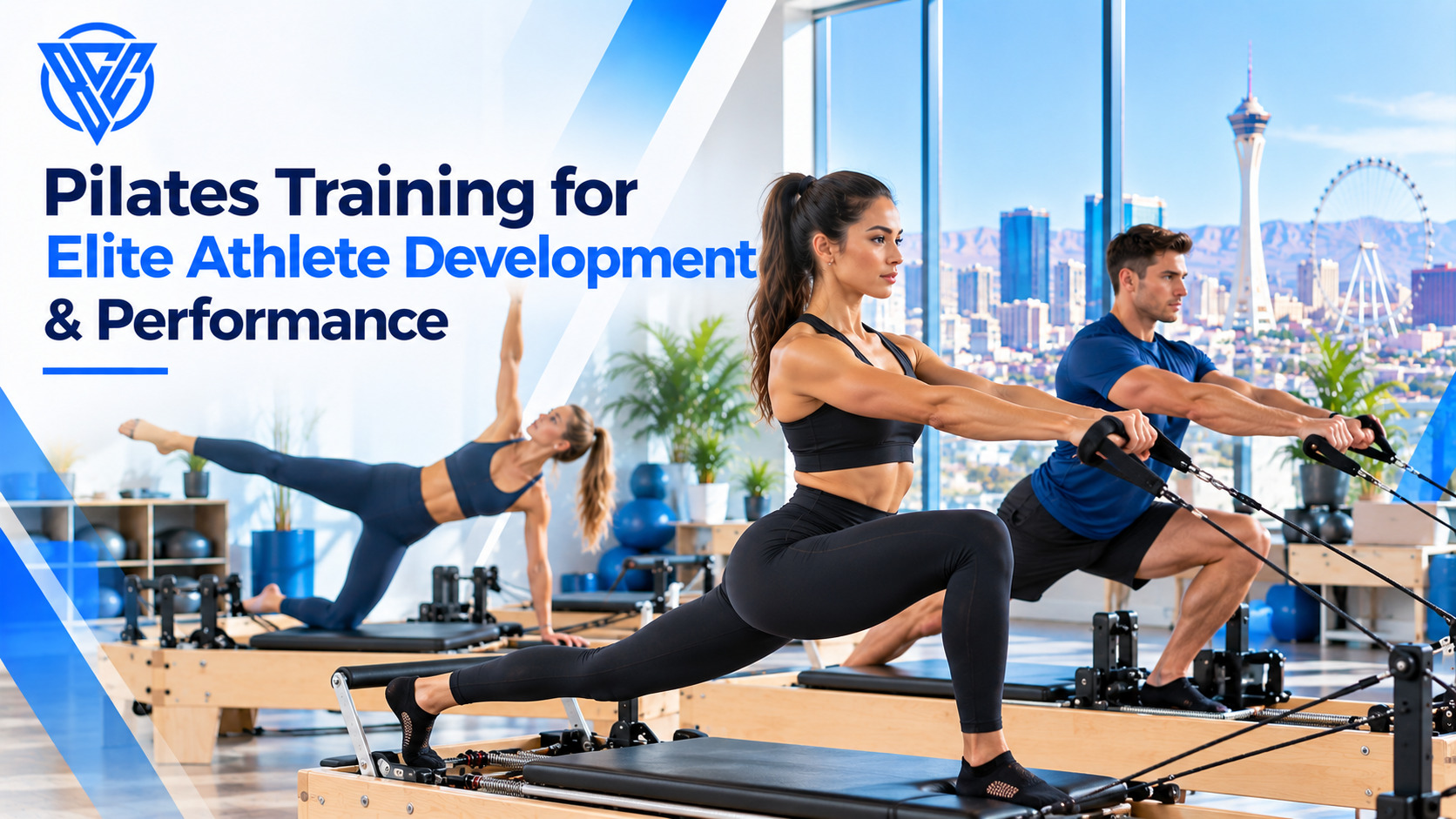 Training for Elite Athlete Development & Performance with athletes performing reformer Pilates exercises for strength, mobility, balance, and athletic performance.