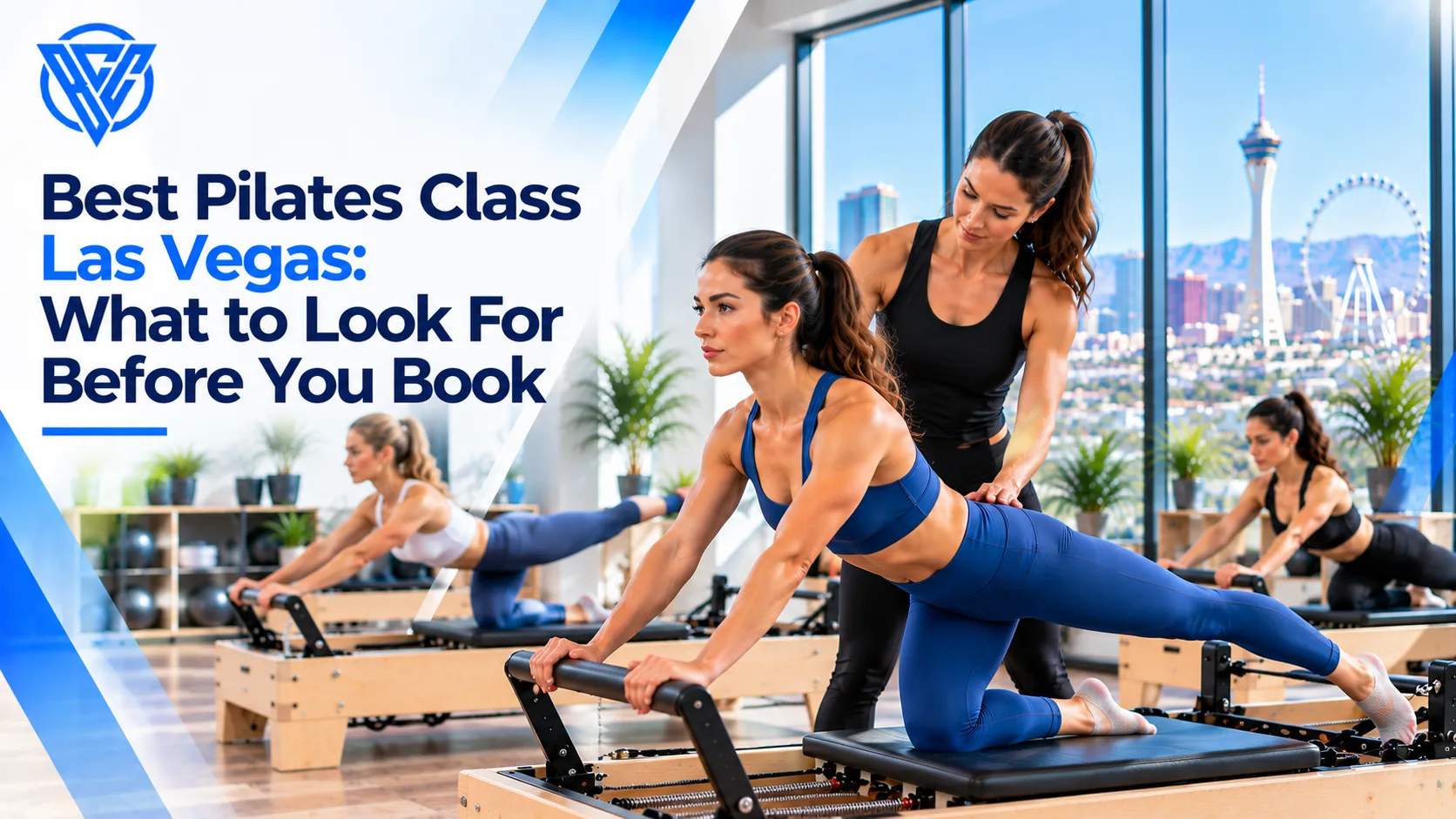 Best Pilates Class Las Vegas featuring a Pilates instructor guiding a client through a reformer Pilates workout.